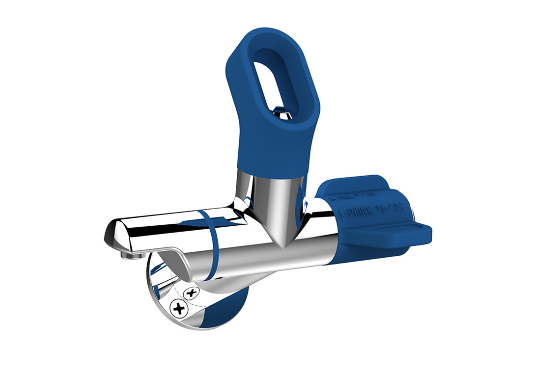 Blueline™ Type 63 Angled Bubbler for Wallsend Trough Installation with Rubber Guard and Optional Bottle Filler