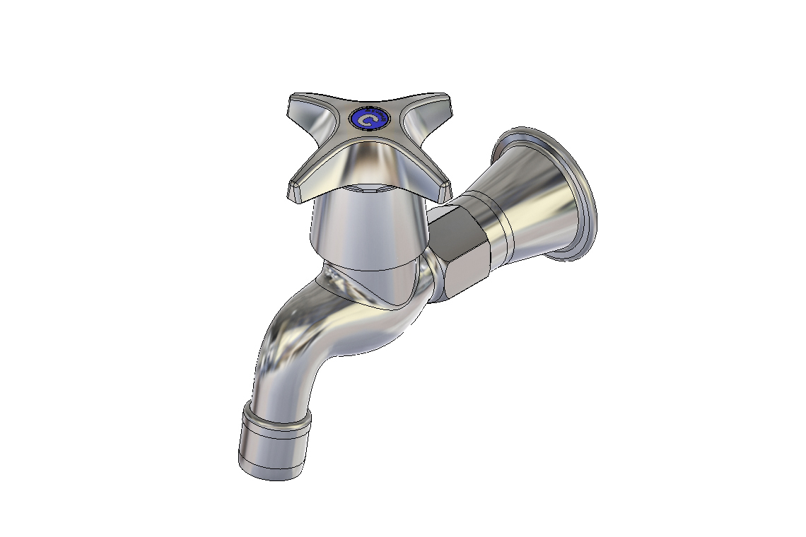 Concealed Spindle Bib Tap FI 50mm Extended with Aerated Outlet - Jumper Valve