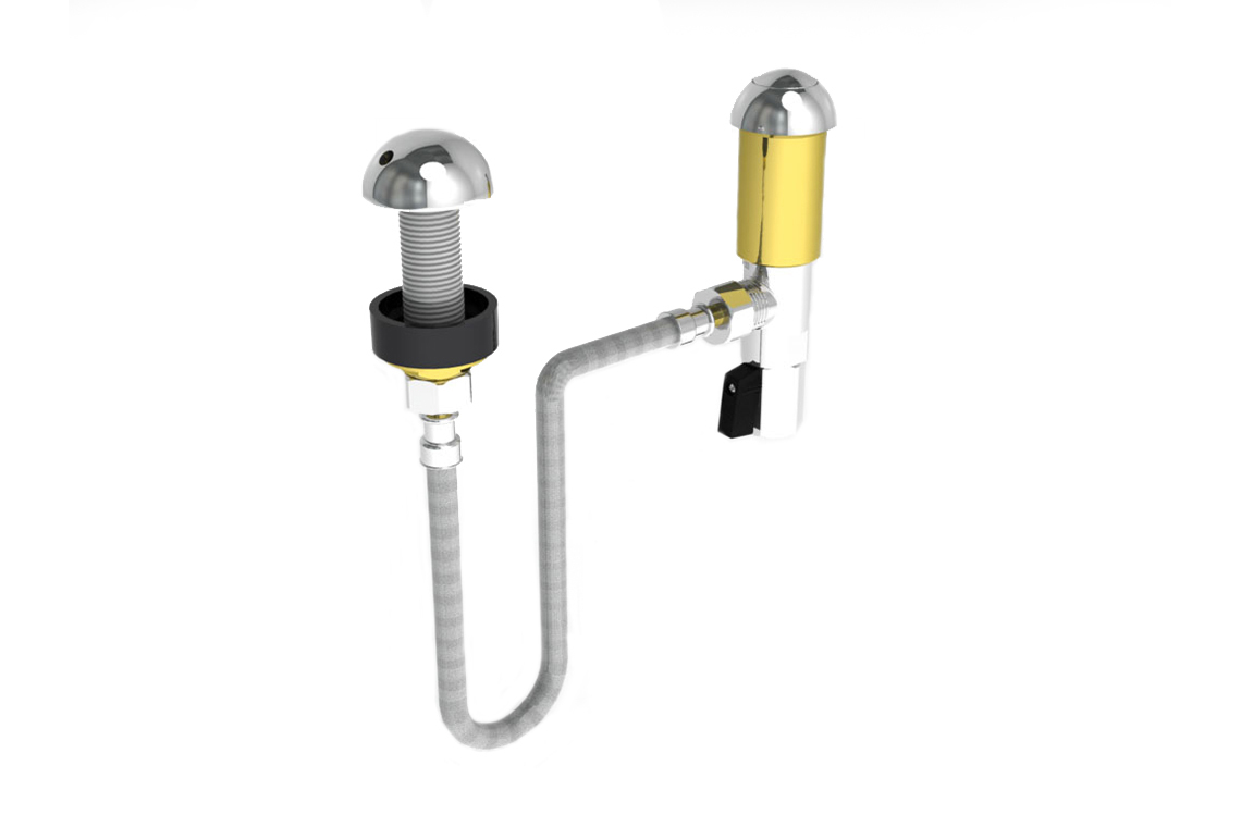 Detention Push Button & Basin Outlet Assembly - Right Angle Body To Suit Spring Action