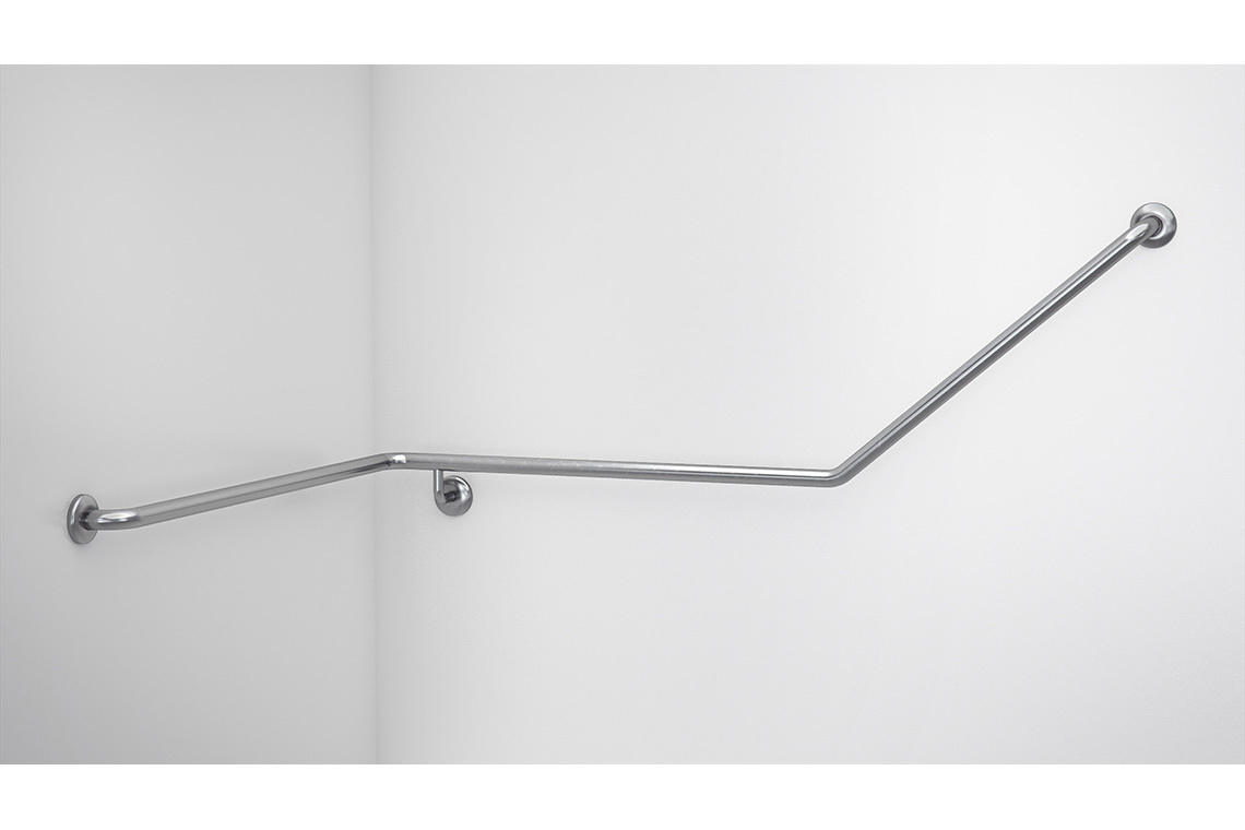 Wellbeing Accessible Toilet Angled Corner Grab Rail with 40° Bend - Left Hand
