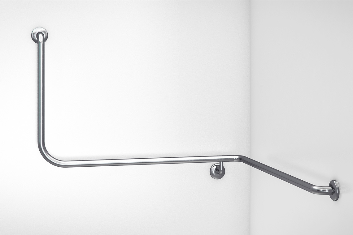 Wellbeing Accessible Toilet Angled Corner Grab Rail with 90° Bend - Right Hand