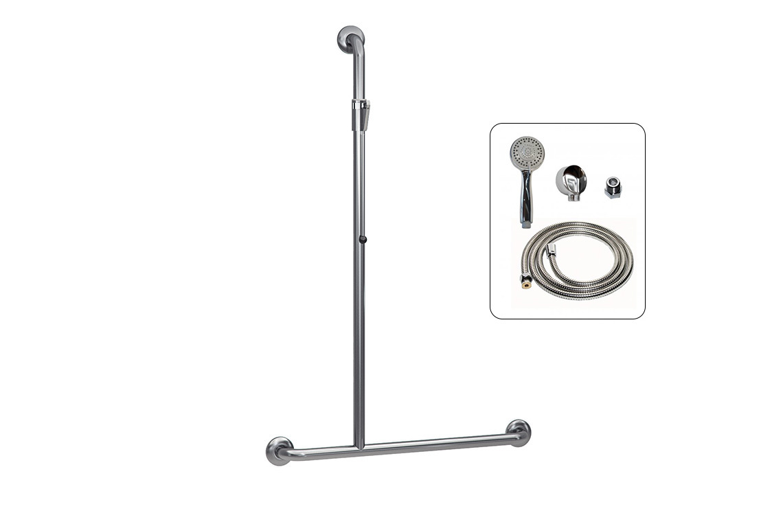 Wellbeing Left Hand T-Shaped Grab Rail Shower Kit