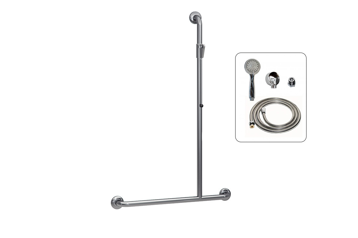 Wellbeing Right Hand T-Shaped Grab Rail Shower Kit
