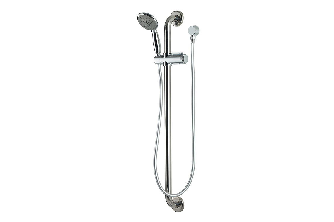 Chrome Hand Held Shower and Smooth Hose with 900mm Stainless Steel Grab Rail