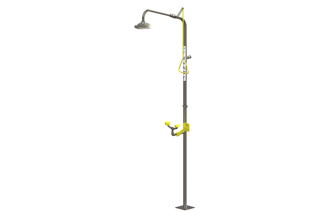 Emergency Stainless Steel Combination Shower with Hand Operated No-Bowl Eye/Face Wash