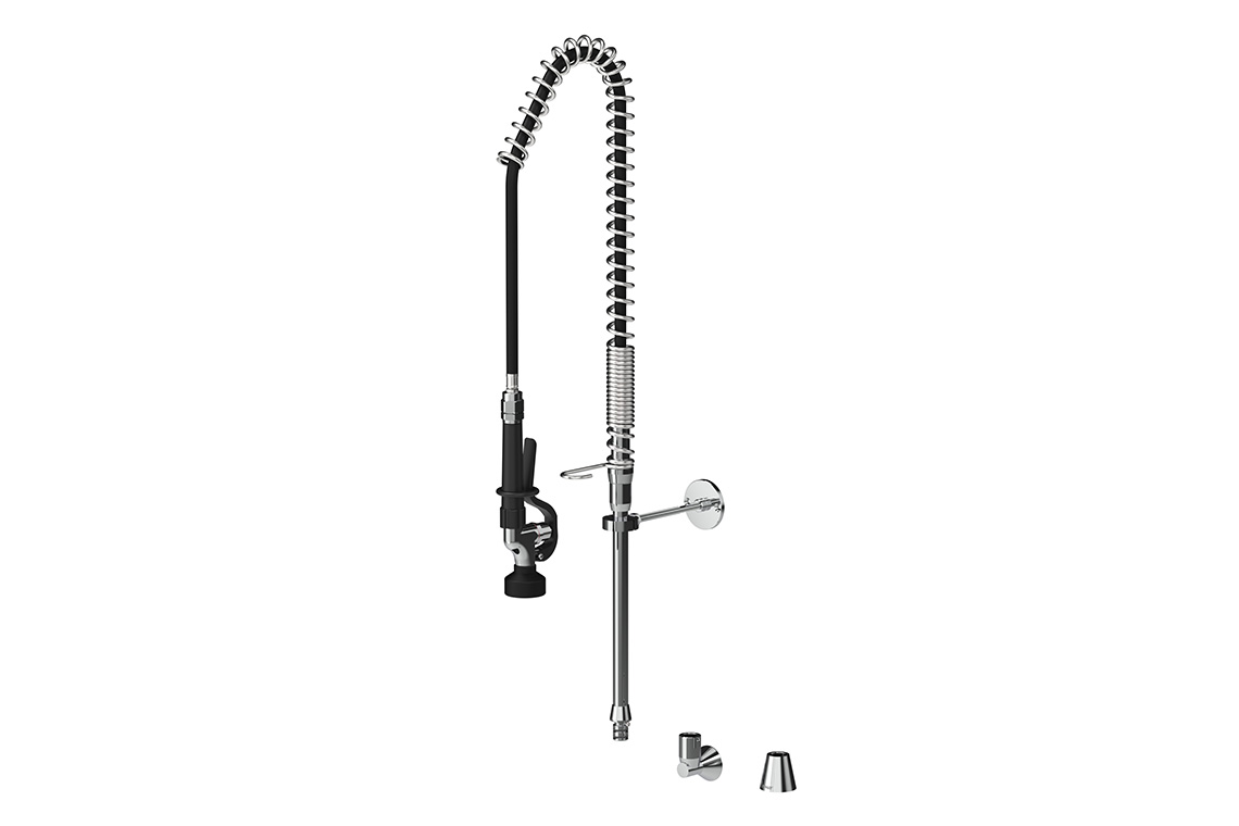 Food Service: Ultra Rinse Hob / Wall Mounted Riser Assembly with Spring Return
