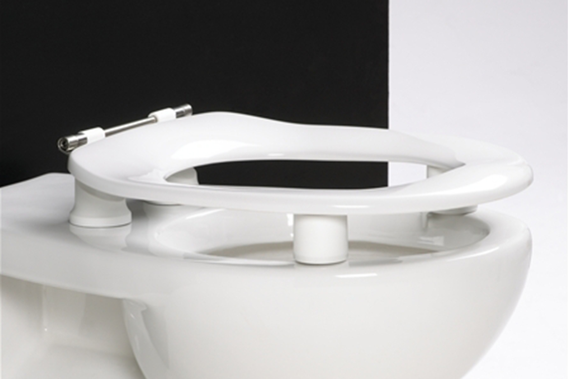 Dania 50mm Raised Pressalit Care Toilet Seat White Single Flap