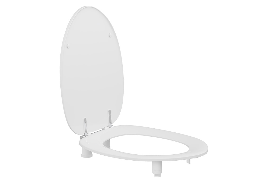 Dania 50mm Raised Pressalit Care Toilet Seat White Double Flap