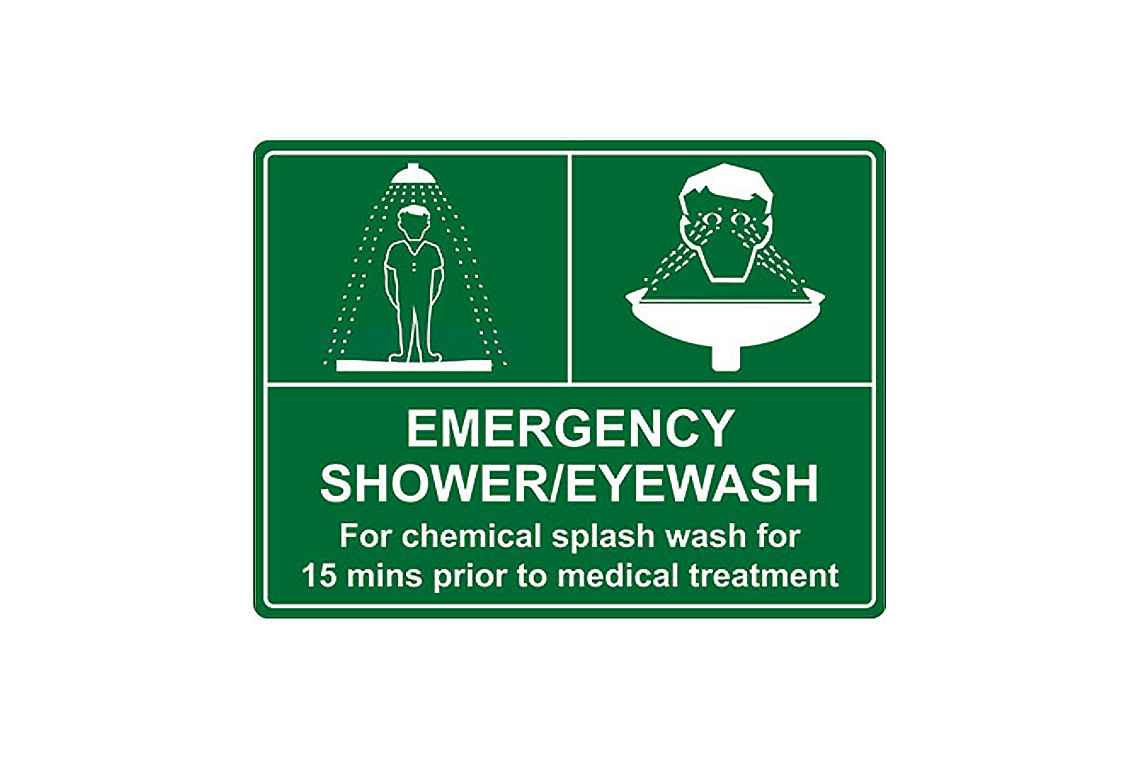600×450 Combination Shower and Eye Wash Sign - Metal