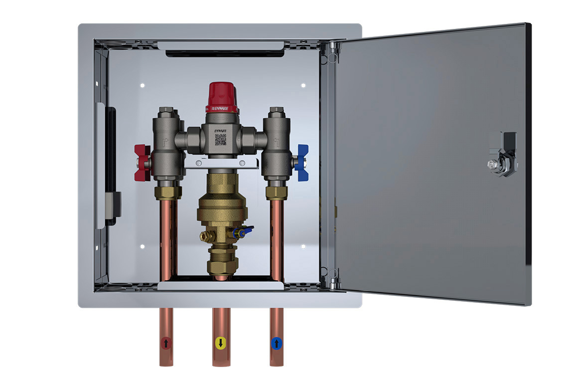 Aquablend 2500 Megamix  Smartflow TMV in Stainless Steel Hinged Lid Cabinet 20mm Inlet/25mm Outlet Tails
