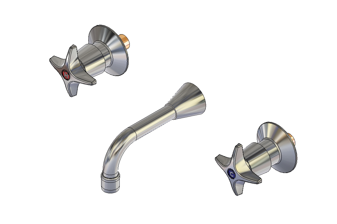 Concealed Spindle: Series Wall Set - SP201 Fixed Aerated Spout - 1/2 Turn Ceramic Disc