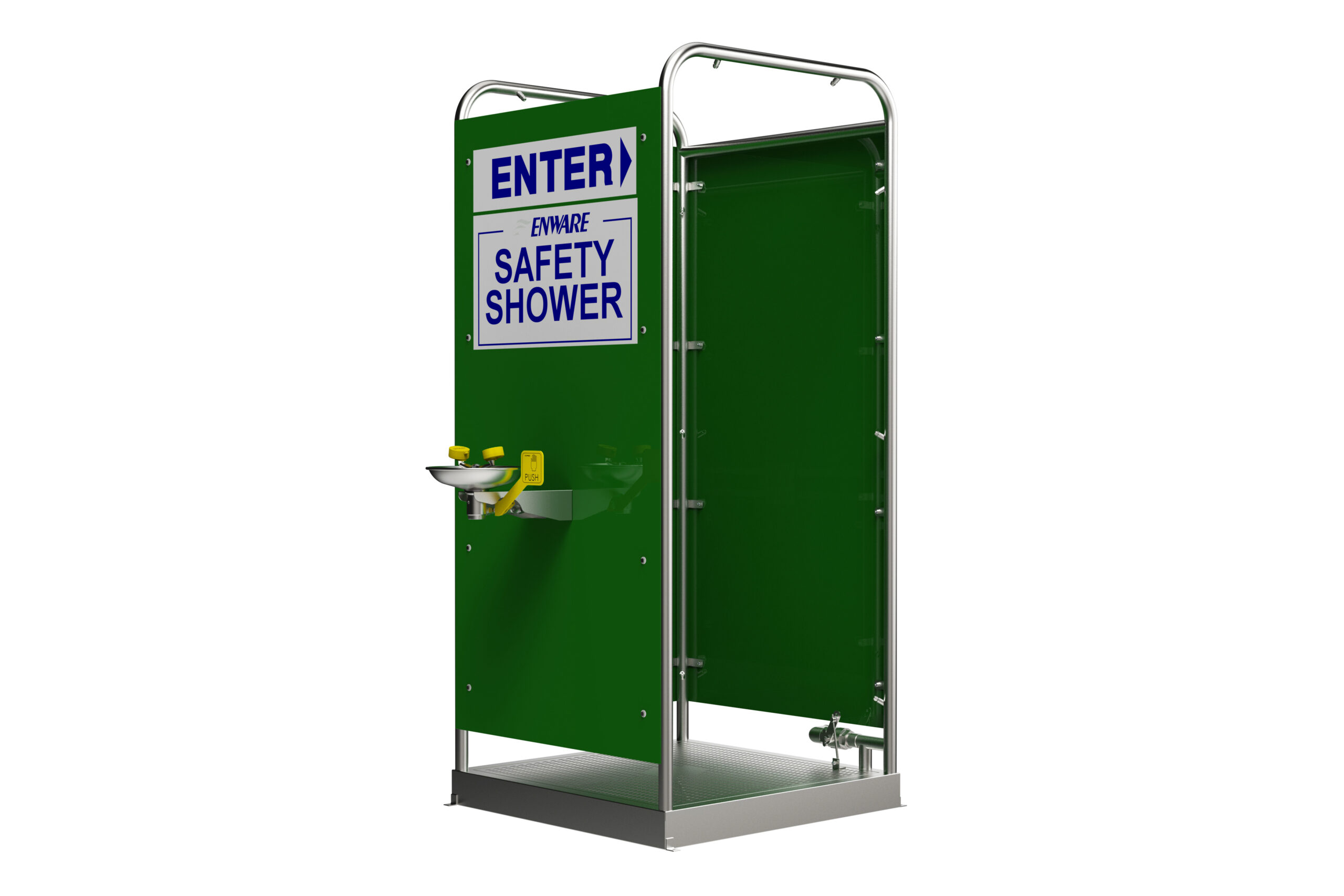 Free Standing Multi-Spray Shower: Platform Operated with Hand Operated Eye/Face Wash