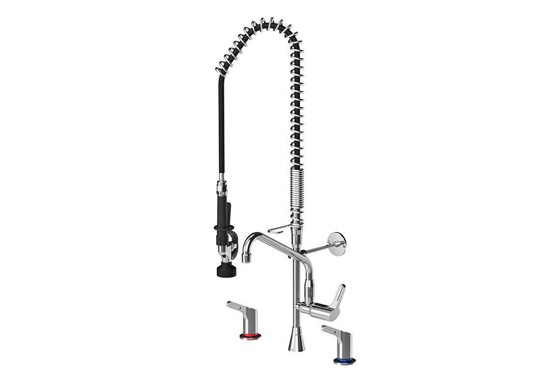 Food Service: Ultra Rinse Hob Mounted Pre-Rinse Unit with Concealed Mixer Assembly and Pot Filler