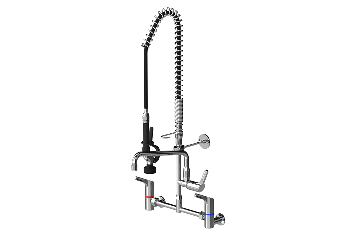 Food Service: Ultra Rinse Pre-Rinse Wall Adjustable Exposed Mixing Set with 300mm Pot Filler