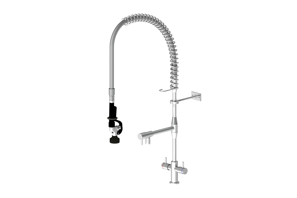 Hob Mounted: Pre-Rinse Unit - Spring Return - Dual Mixer Assembly - Pot Filler