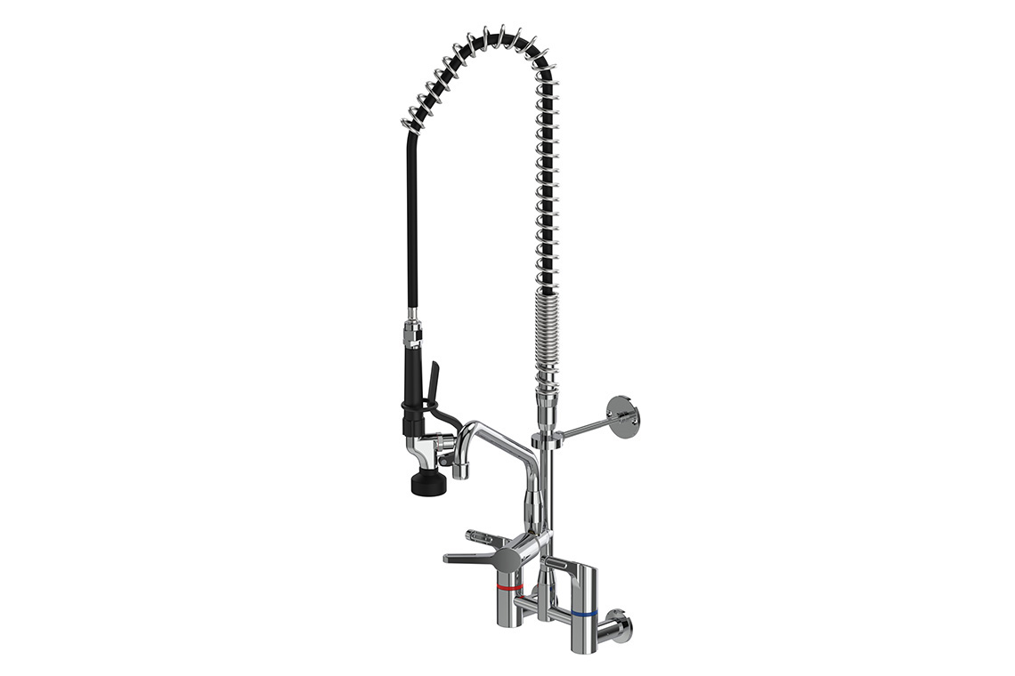 Food Service: Ultra Rinse Pre Rinse Wall Exposed Mixer Assembly with Pot Filler