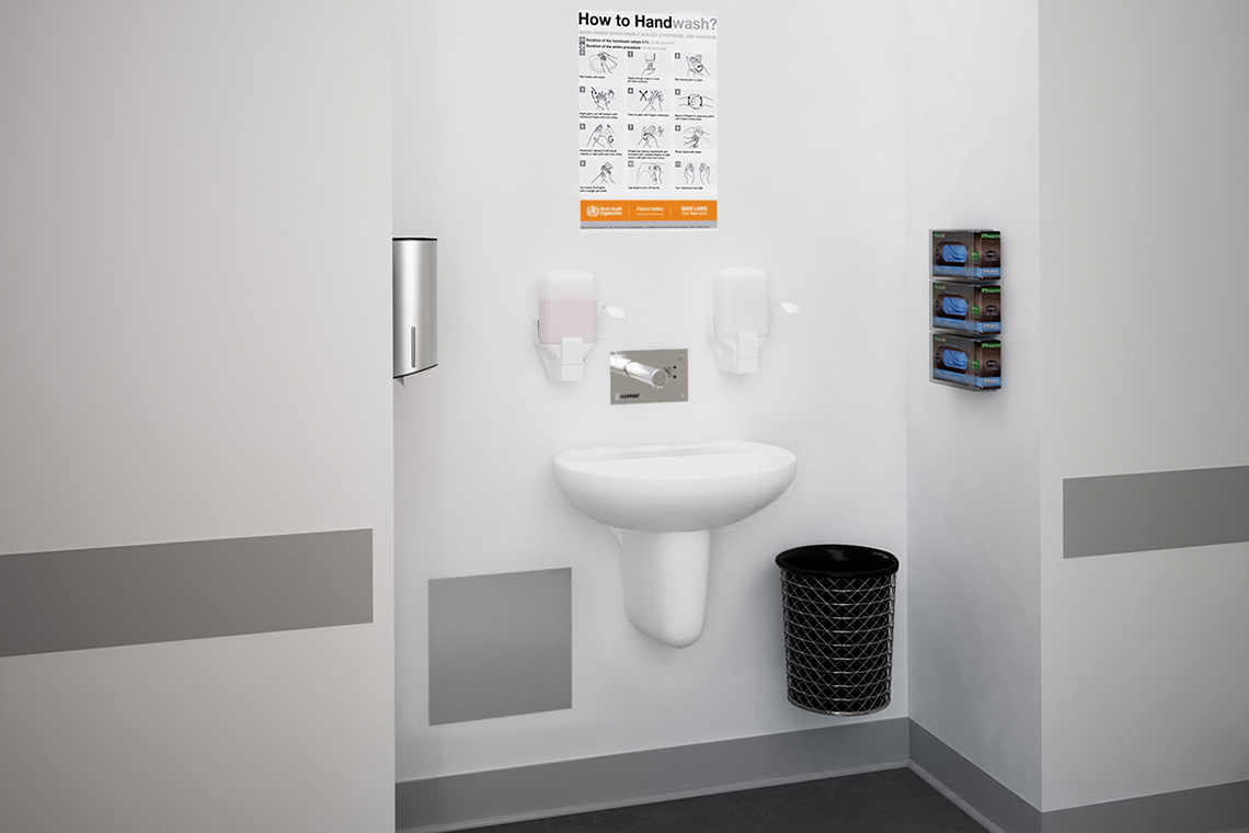 D Shape 600mm Washbasin Kit with Standard Hands-Free Sensor Operated Tap and Shroud included