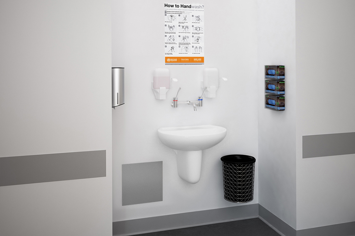 D Shape 600mm Washbasin Kit with Elbow Lever System and Shroud included