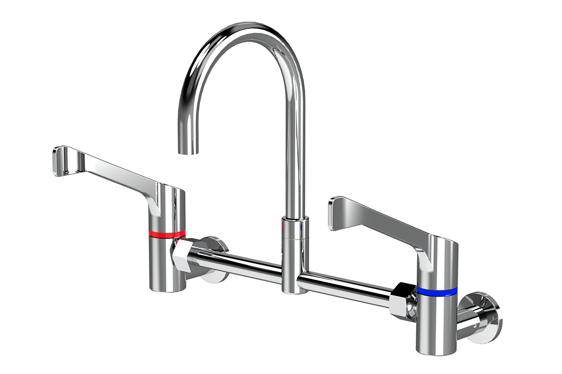 Leva: Type 51 Wall Mounted Adjustable Mixing Set - 1/4 Turn Ceramic Disc (SPC020 Swivel Spout /No Spout)