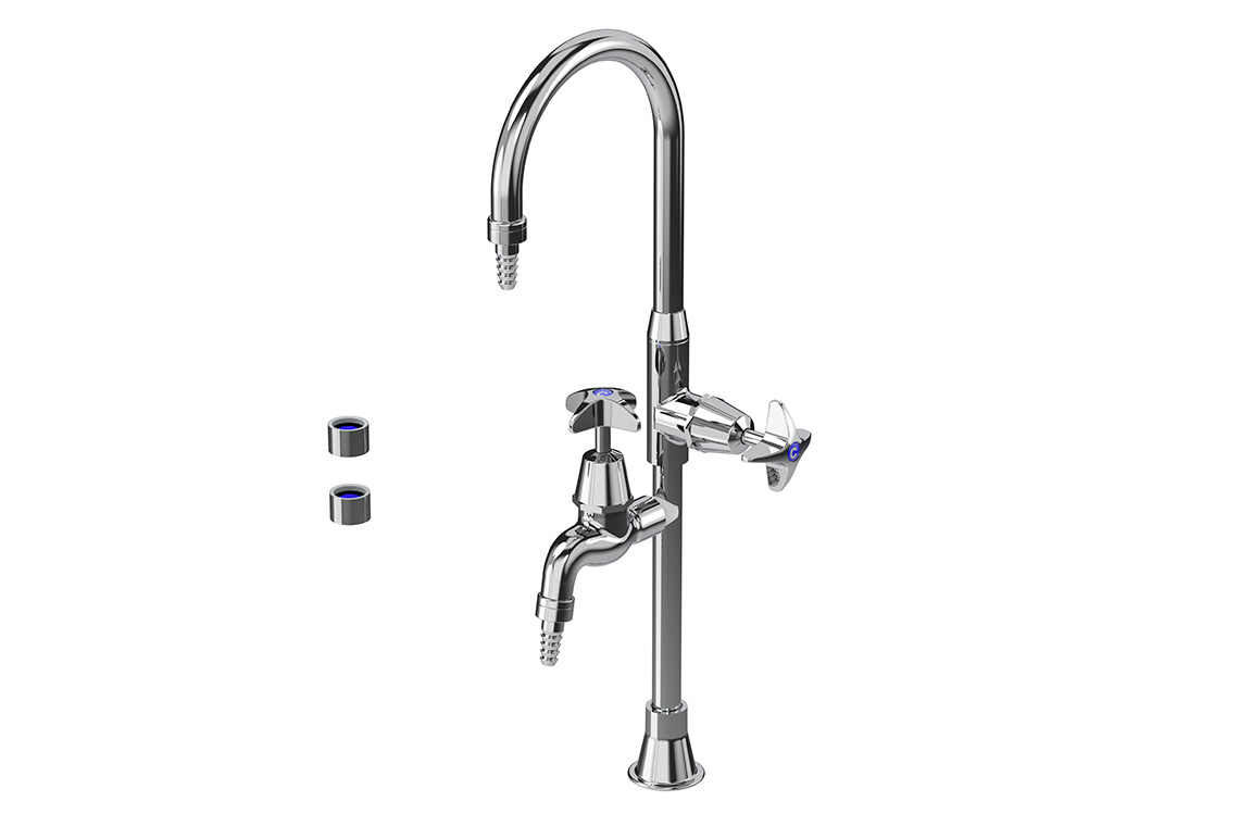 Type 8 2-Way Laboratory Tap Swivel Outlet with Aerated/ Tube Nozzle - School Pattern Handle Jumper Valve