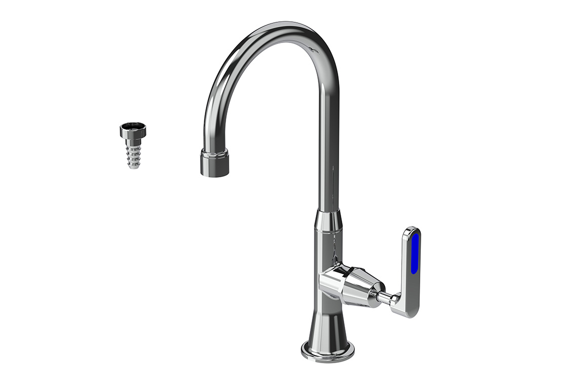 Type 16A Laboratory Stop Tap Swivel and Fixed Outlet Aerator/ Tube Nozzle - Ceramic Disc Lever Handle