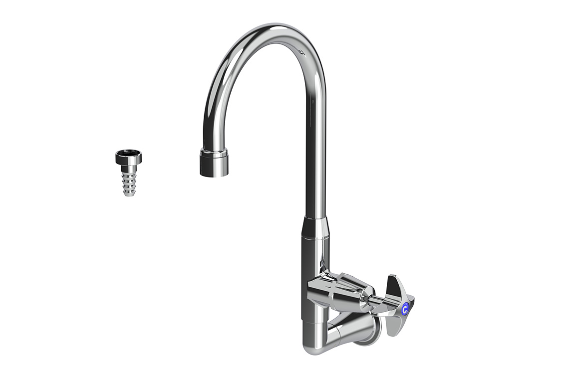 Type 16A Laboratory Wall Stop Tap Swivel and Fixed Outlet Aerated/ Tube Nozzle - School Pattern Handle Jumper Valve