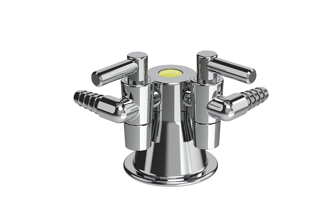 Type 40 - 2 Way Right Angle Gas Turret 90 Degree - Non-Return Valve - MI 15mm 7kPa - Tapered Plug Taps