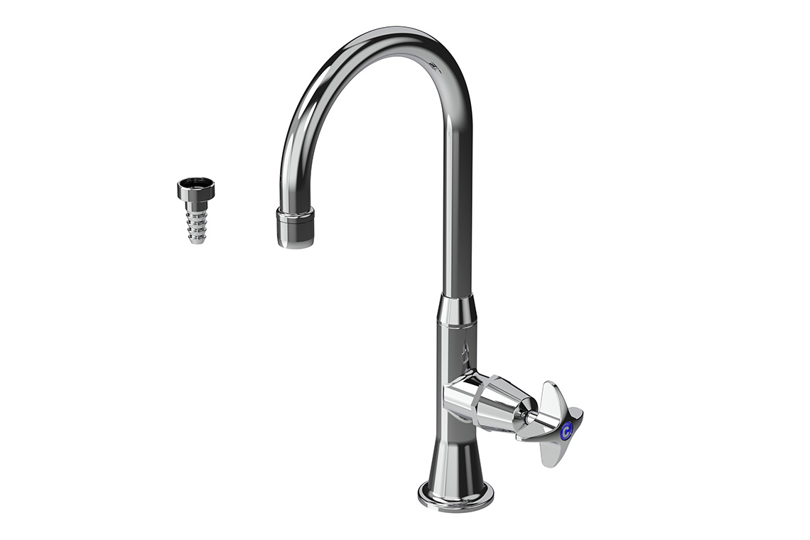 Type 16A Laboratory Stop Tap Swivel and Fixed Outlet Aerated/ Tube Nozzle - School Pattern Handle 1/4 Turn Ceramic Disc