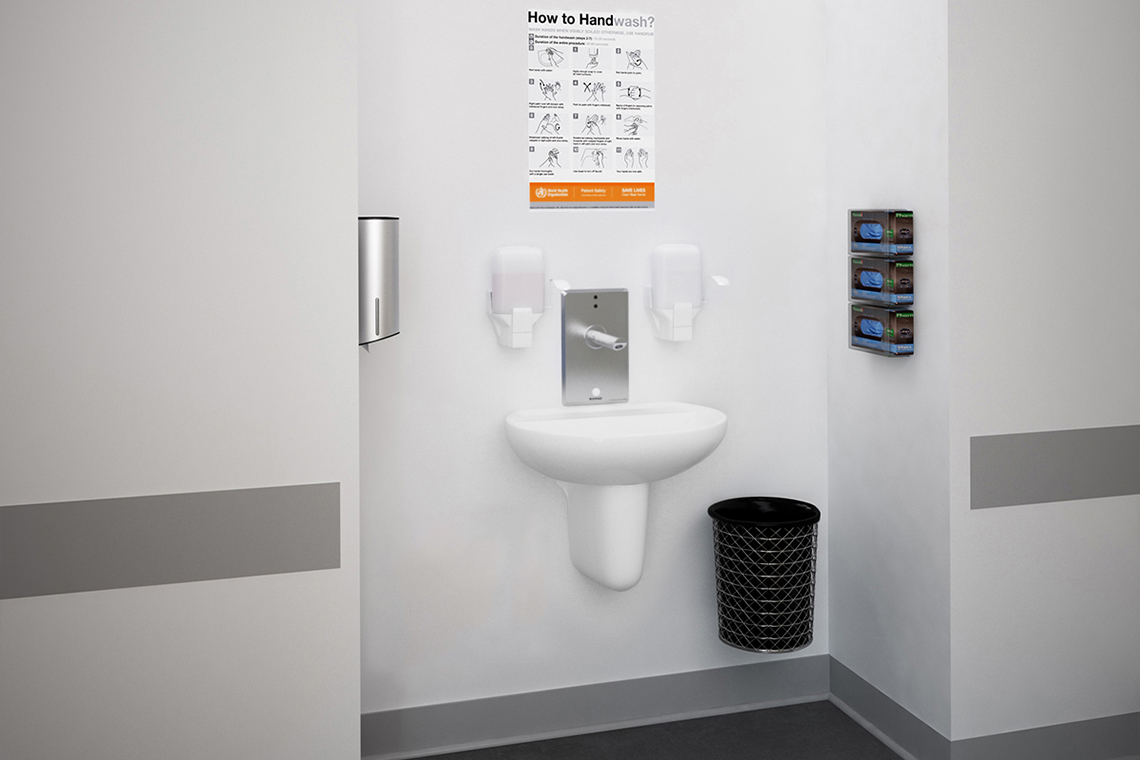 Type B Washbasin Kit eSQX Touch-Free Point-of-Use Thermostatic Mixer