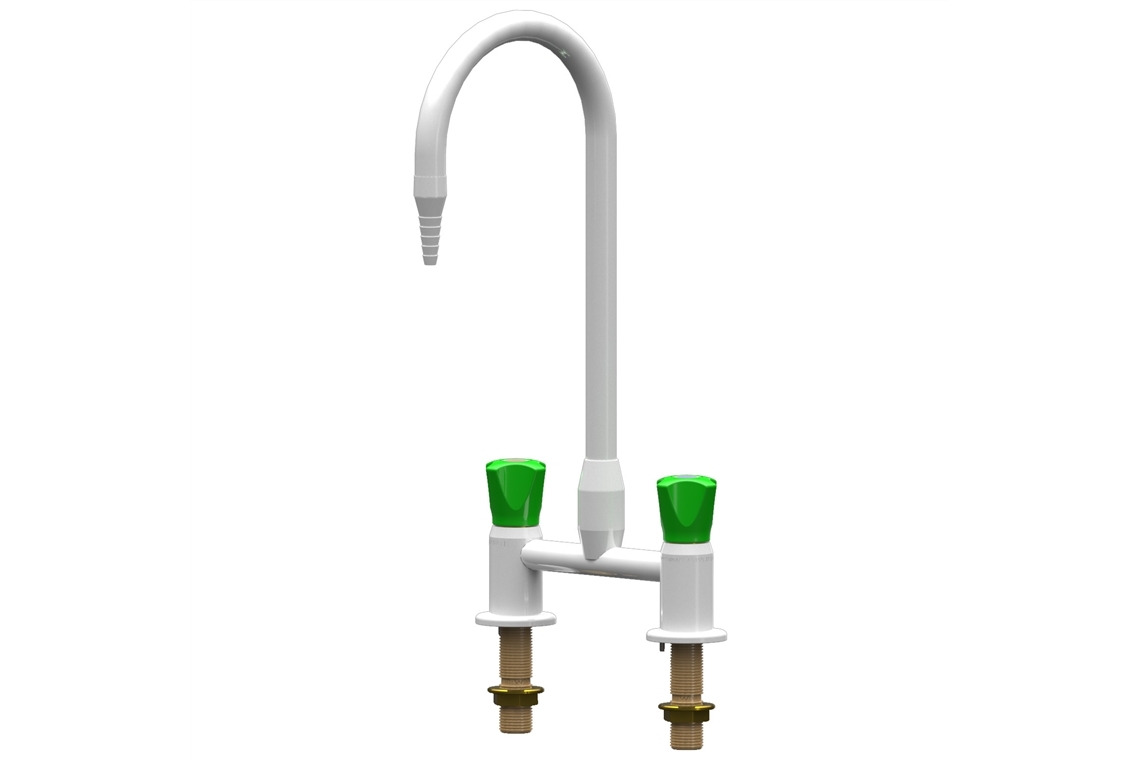 ComLab: Bench Mounted Laboratory Mixing Set with Swivel/Fixed Gooseneck Outlet - Ceramic Disc - Water