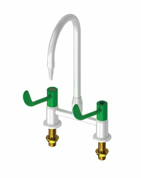 Slimline Bench Mounted Laboratory Mixing Set with Swivel Gooseneck Outlet & Lever Handles