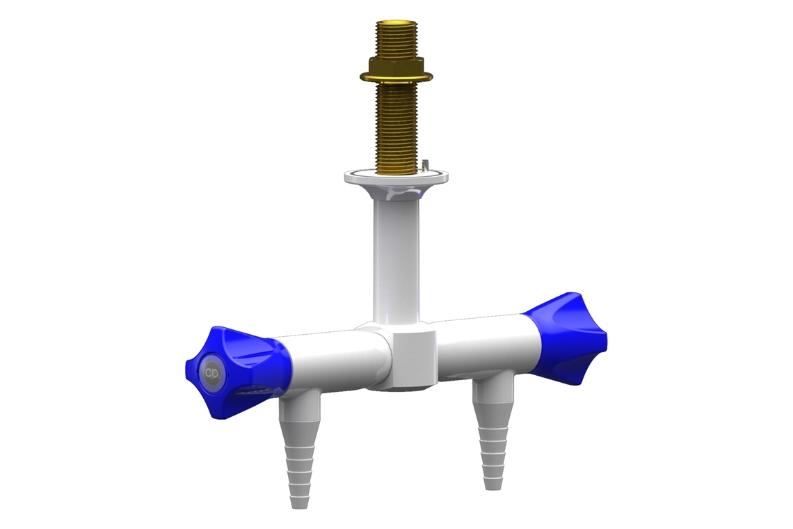 Slimline 2 Way Right Angle Pendant Mounted Laboratory Tap