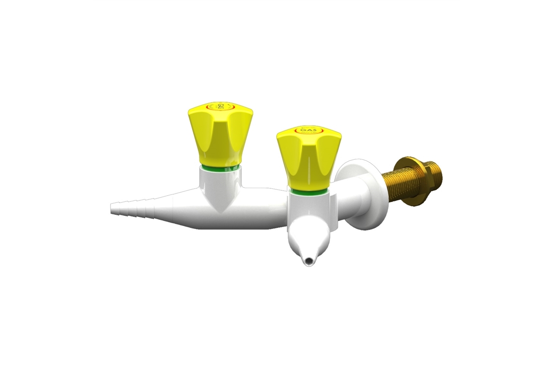 Slimline Two Way Straight 90 Degree Wall Mounted Laboratory Tap (Burning Gases)