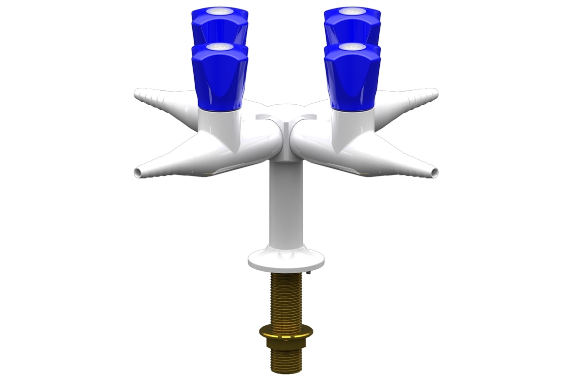 Slimline 4 Way Bench Mounted Laboratory Tap (Dry Media)