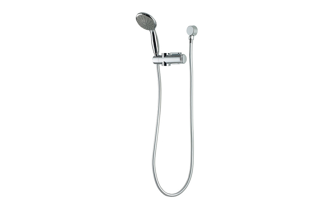 Chrome Hand Held Shower and Smooth Hose with Chrome Plated Wall Elbow and Shower Slider