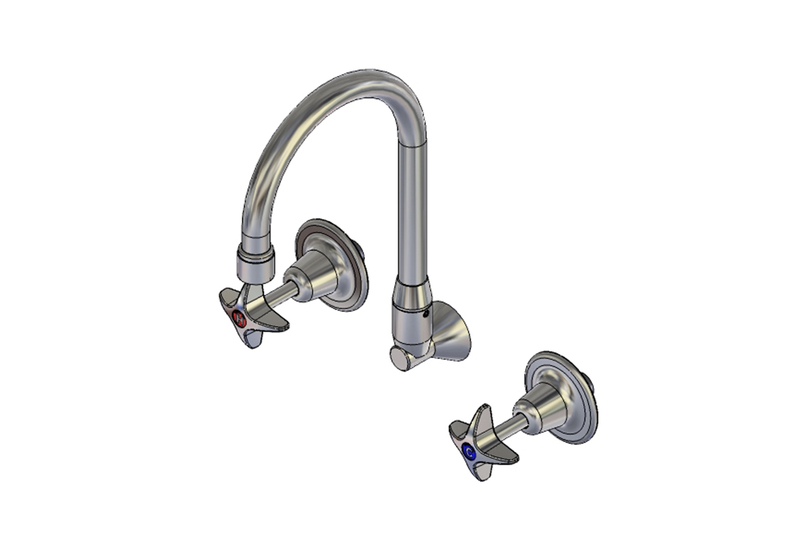 School Pattern Recess Set with SP120 Wall Mounted  Curved Swivel Spout - Jumper Valve
