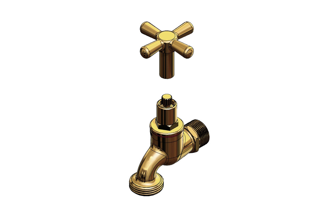 Key Operated Hose Tap MI 20mm Brass - Jumper Valve - With Key Handle