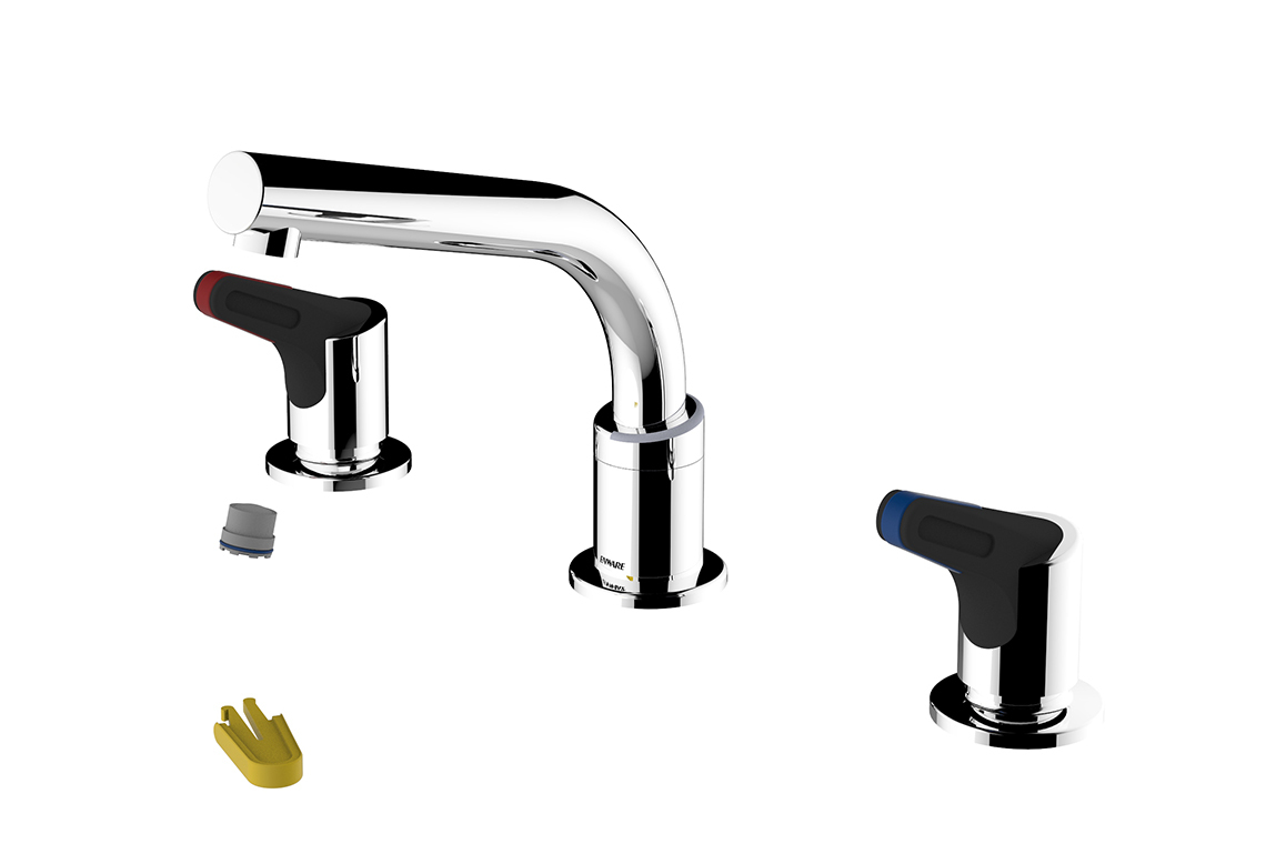 Enware Wellbeing Ceramic Disc Basin Set 65mm Lever and 165mm Spout