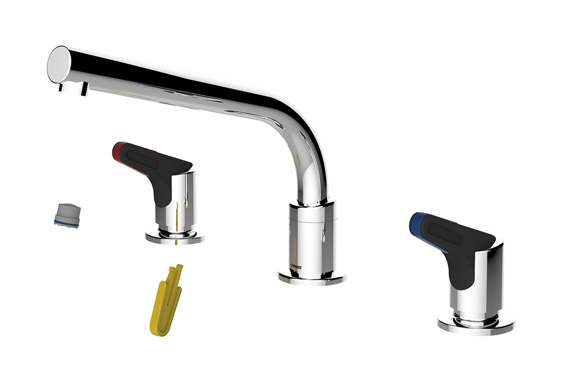 Enware Wellbeing Ceramic Disc Sink Set 65mm Lever with 220mm Spout