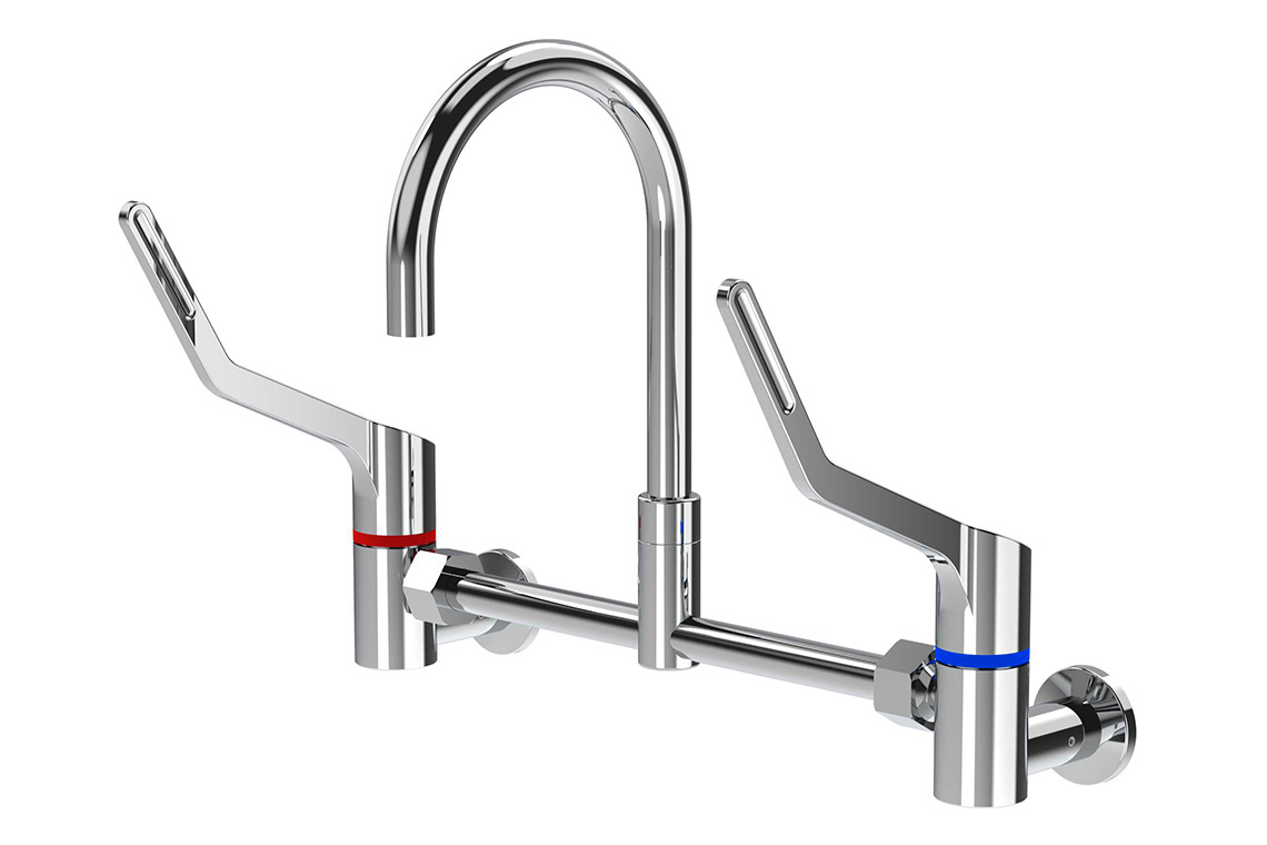 Wellbeing Leva 150mm Type 51 Wall Mounted Adjustable Mixing Set with Curved Sink Spout