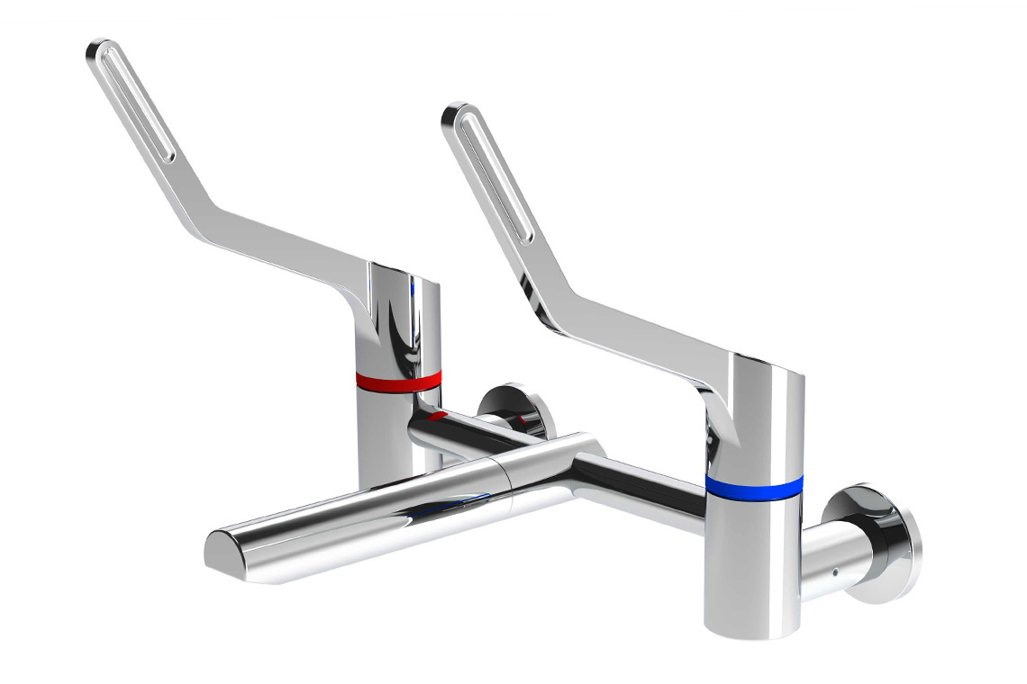 Wellbeing Leva 150mm Wall Mounted Mixing Set with Straight Spout & Isolation Valves